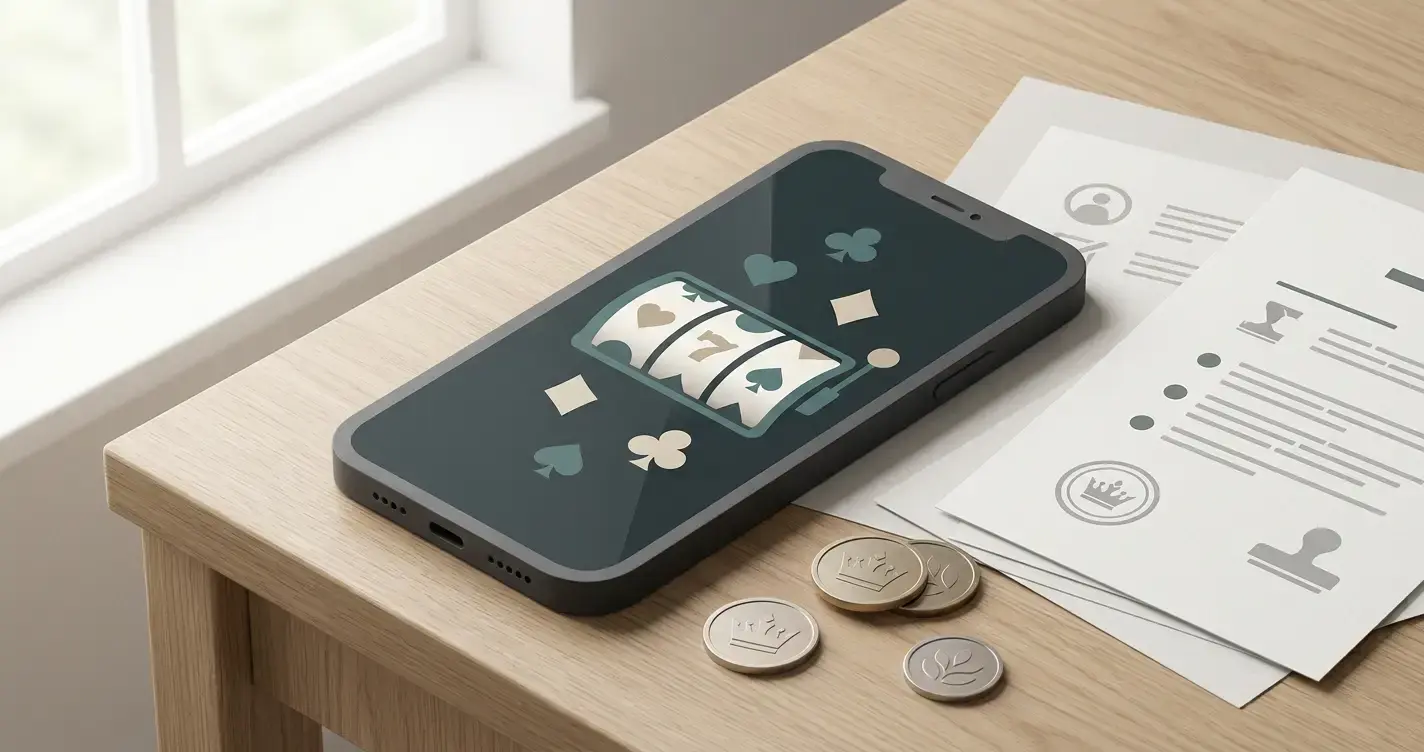 Illustration af dansk onlinecasino med mobil, DKK og regulatorisk kontekst